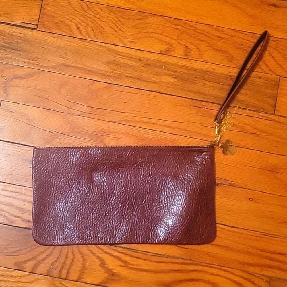 NWOT Moss Mills‎ Leather Wristlet. Modern Chic Minimalist boho